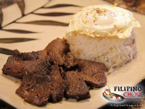 Tapsilog (Beef Tapa with Garlic Fried Rice and Fried Egg)